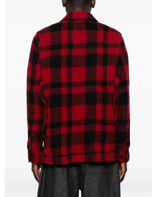 Junya Watanabe Red Check-Print Shirt Jacket for men