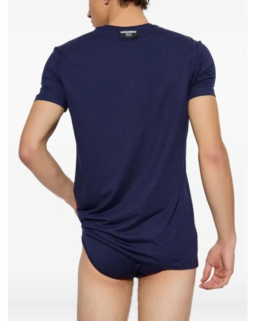 DSquared² Blue Logo-Patch T-Shirt for men