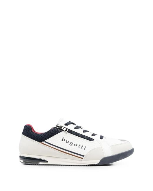 Bugatti White Logo-Print Zip-Fastening Sneakers for men