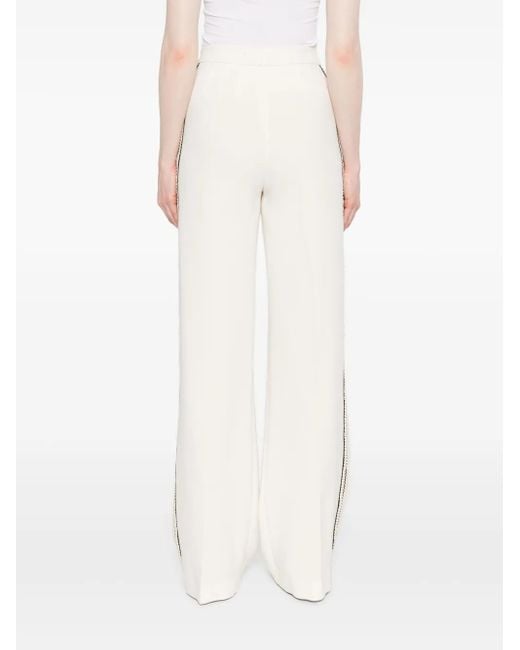 Nissa White Side-Stripe Trousers