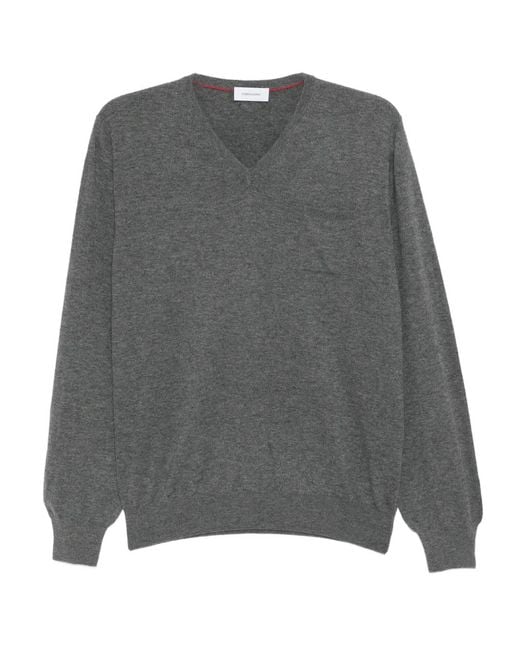 Ferragamo Langarmshirt Mit V-Ausschnitt in Gray für Herren