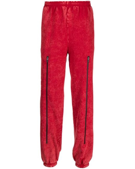 FOO AND FOO Red Zip-Detail Cotton Straight-Leg Trousers for men
