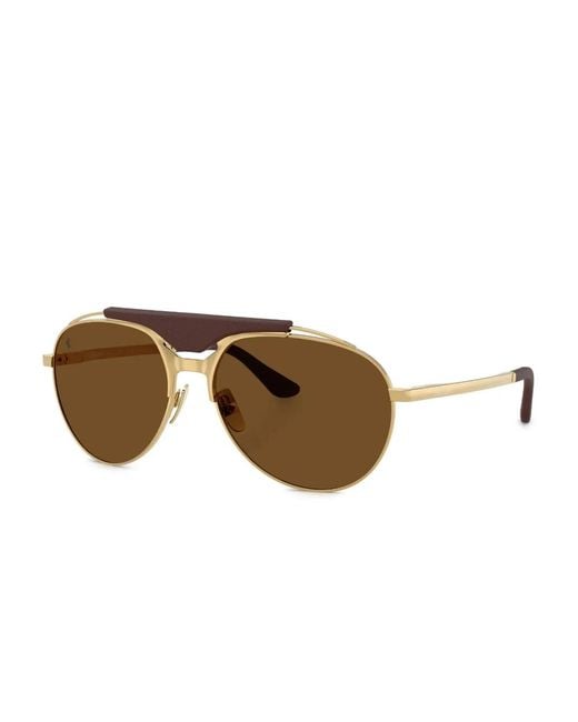 Ferrari Brown Pilot-Frame Sunglasses for men