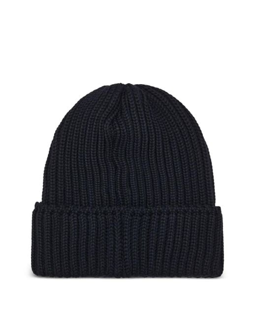 Needles Blue Ribbed Butterfly Beanie for men