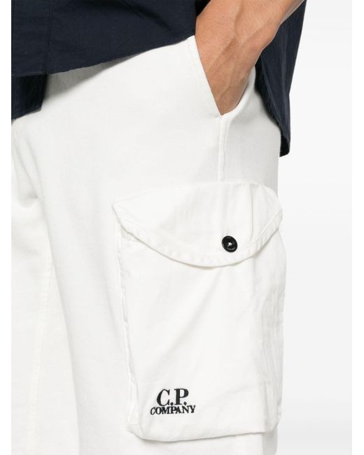 C P Company Bermuda Shorts Met Geborduurd Logo in het White voor heren