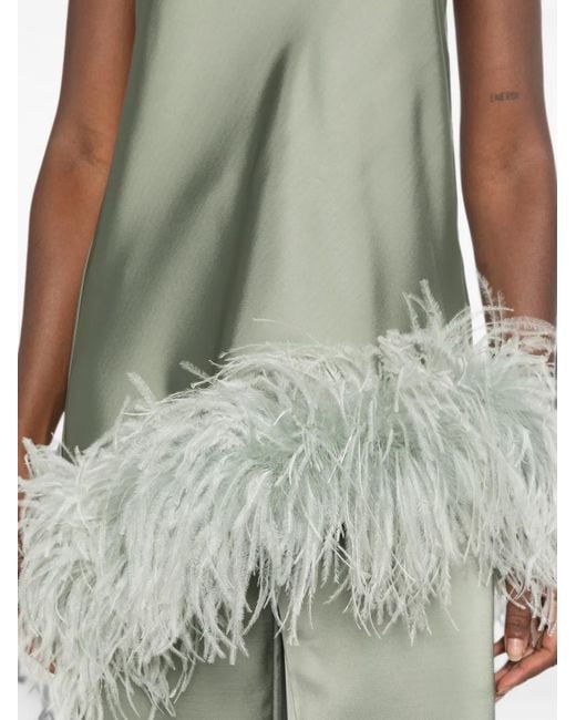 The Archivia White Co Ord Mia Ares Feather-Trim Trousers Set