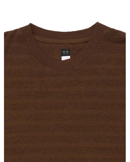 TAIGA TAKAHASHI Brown Lot.617 Border T-Shirt