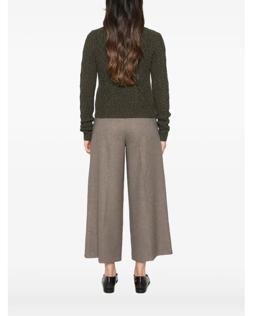 Bompard Green Cable-Knit Cardigan