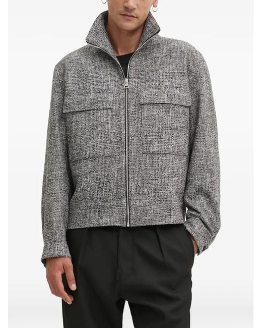 HUGO Juliano zip-up textured jacket in Gray für Herren