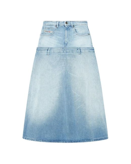 DIESEL Blue Layered-Effect Flared Skirt