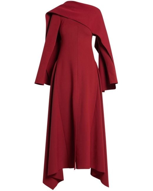 Chats by C.Dam Red Asymmetric Long-sleeve Dress