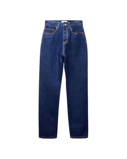 Versace Blue Contrast-Stitch Tapered Jeans
