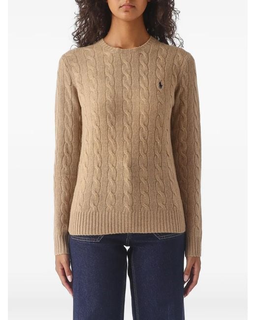 Polo Ralph Lauren Blue Cable-Knit Embroidered-Logo Sweater