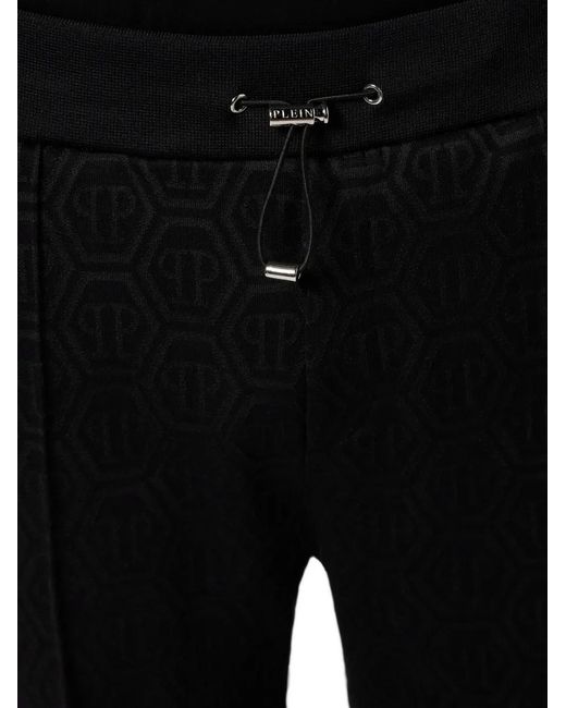 Philipp Plein Black Monogram Track Pants for men