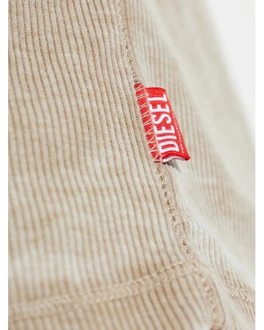 DIESEL Natural Rib-Jersey Top With Biker Neck Strap for men