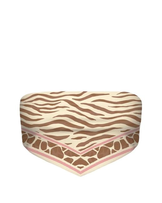 Mc2 Saint Barth Natural Rio Zebra-Print Foulard Top