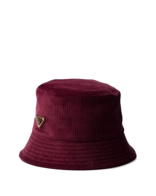 Prada Red Corduroy Bucket Hat