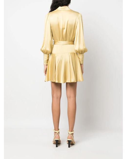 Zimmermann Yellow Silk Wrap Mini Dress