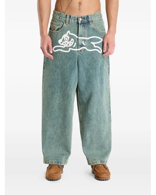 ICECREAM Blue Running Dog Button-Fastening Jeans for men