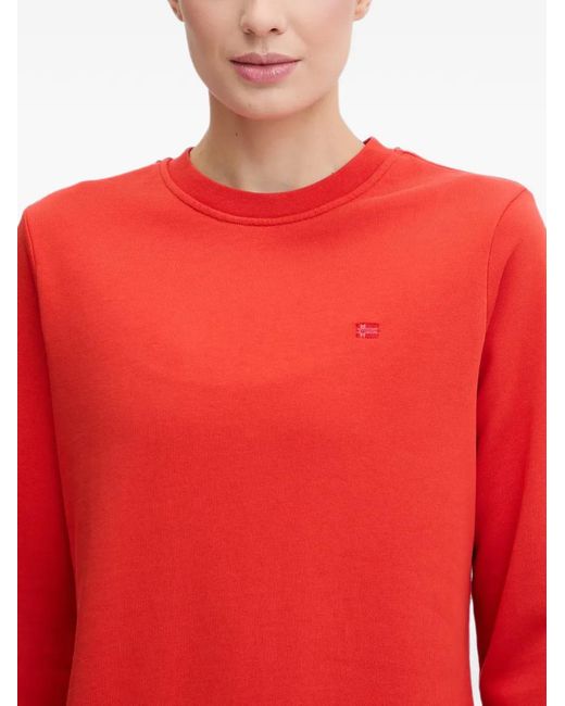 Napapijri Red Aurora Logo-Patch Ribbed-Trim Sweatshirt