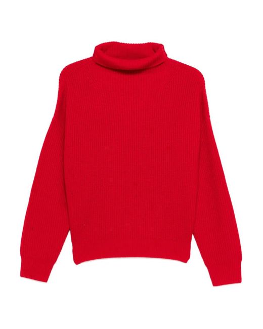 Isabel Marant Red Turtleneck Ribbed Sweater