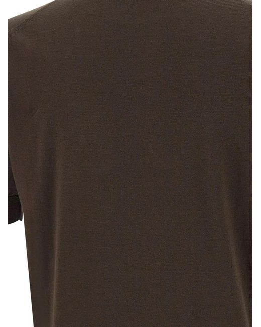 FILIPPO DE LAURENTIIS Brown Short-Sleeve Mock-Neck T-Shirt for men
