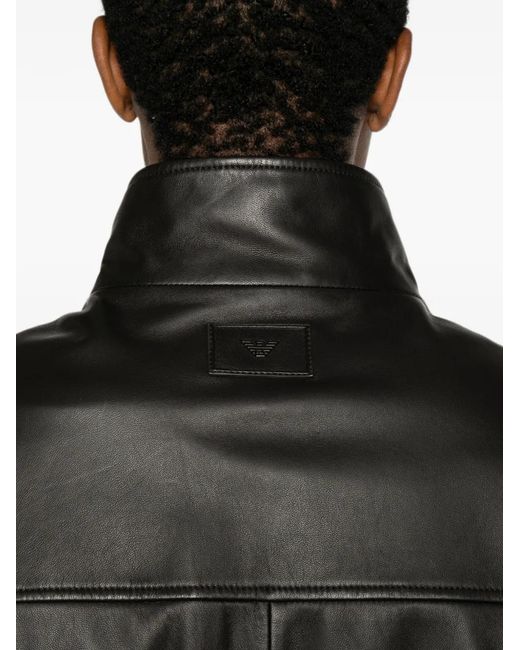 Emporio Armani Black High-Neck Zip-Up Jacket for men