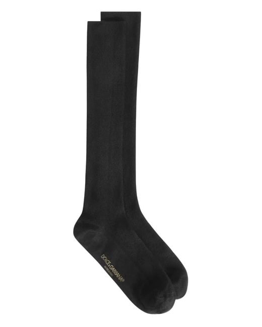 Dolce & Gabbana Black Knee-High Ribbed Socks for men