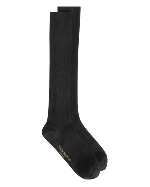 Dolce & Gabbana Black Knee-High Ribbed Socks for men