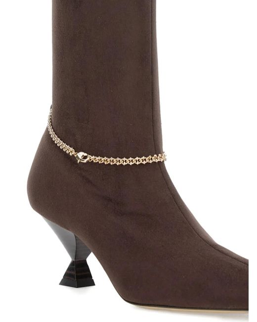 MARIA LUCA Brown Spitze Stiefel mit Kettendetail