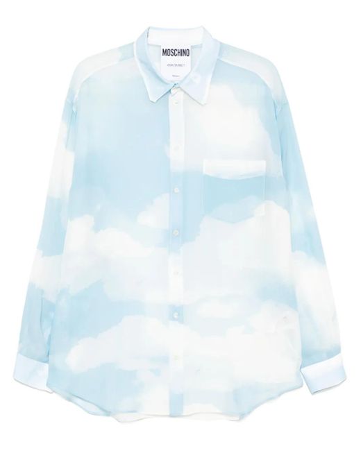 Moschino Blue Graphic-Print Shirt for men