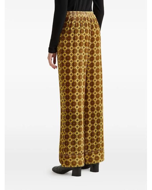 Maliparmi Fluwelen Broek Met Patroon in het Yellow