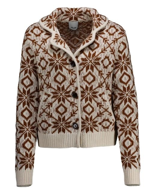Allude Brown Snowflake-Pattern Cardigan