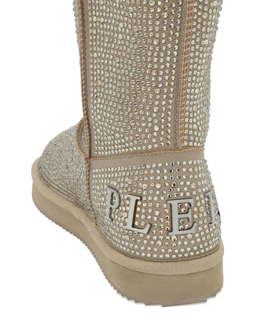 Philipp Plein Brown Embellished Logo Boots