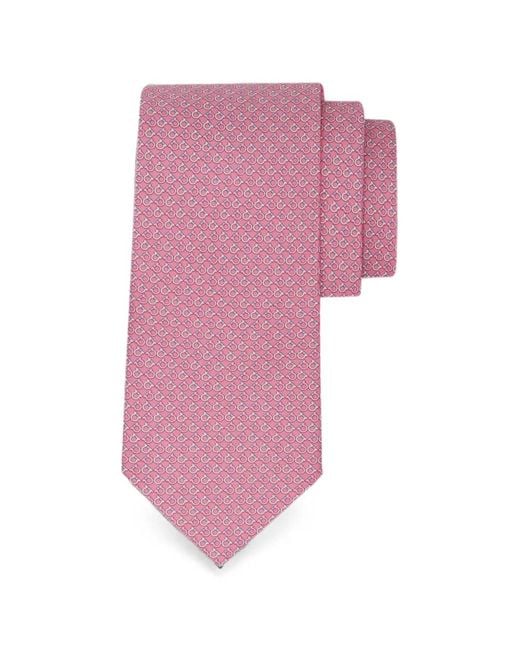 Ferragamo Pink Gancini Square Print Silk Tie for men