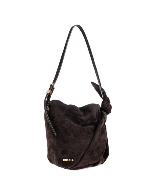 ROTATE BIRGER CHRISTENSEN Black Bon Bon Knotted-Detail Shoulder Bag