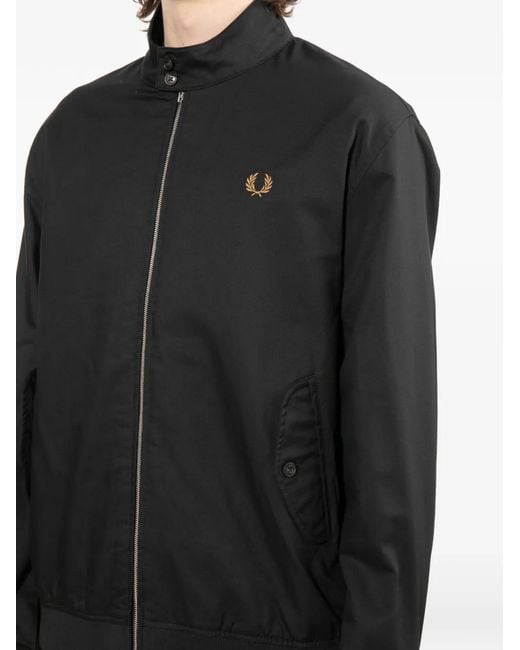 Fred Perry Black Logo-Embroidered Jacket for men