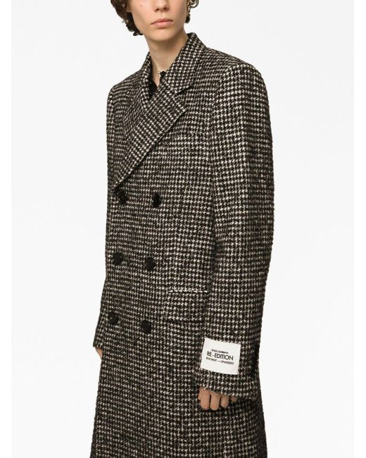 Dolce & Gabbana Multicolor Houndstooth Double-breasted Overcoat for men