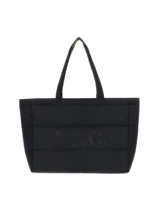 A.P.C. Black Logo-Print Tote Bag for men