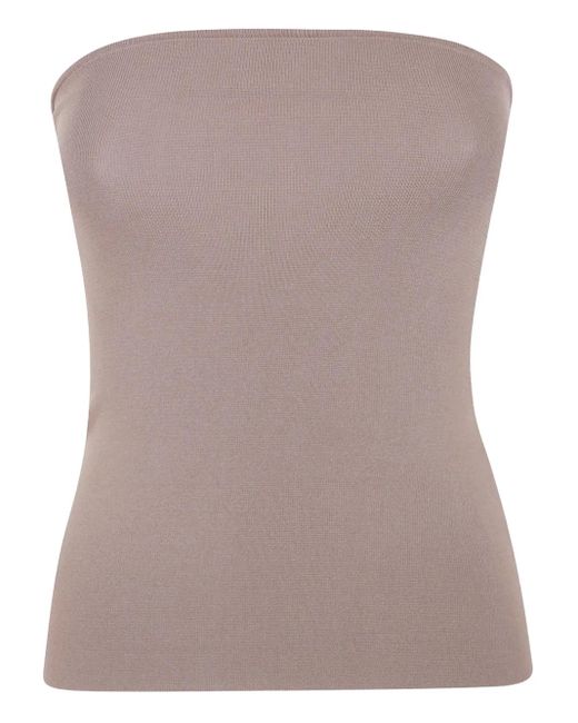Entire studios Brown Ribbed-Knit Strapless Top