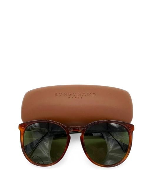 Longchamp Green Lunettes De Soleil Rondes À Effet Écailles De Tortue