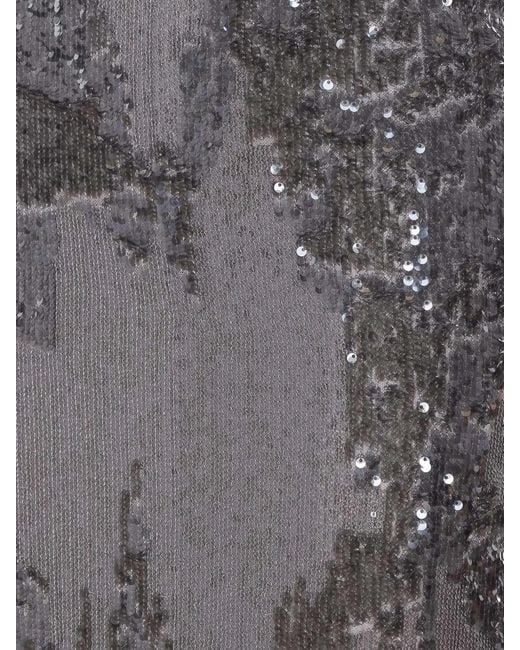 Patrizia Pepe Gray Sequined Spaghetti-Strap Maxi Dress