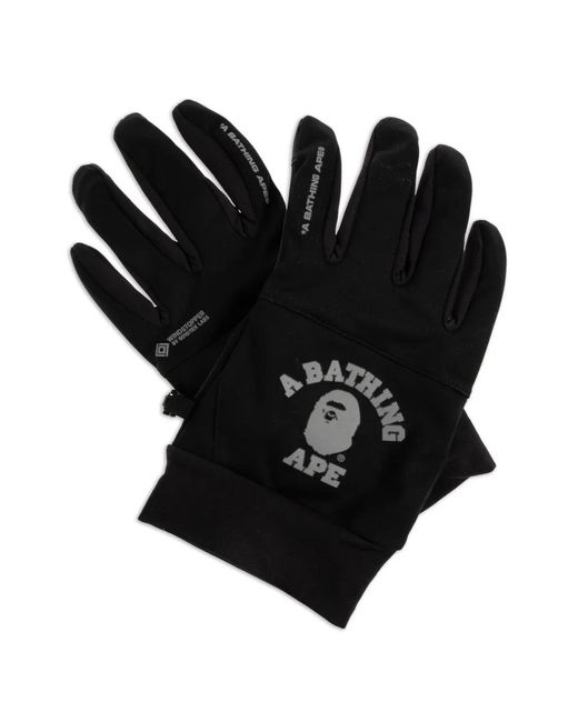 Guanti Con Stampa Logo di A Bathing Ape in Black da Uomo