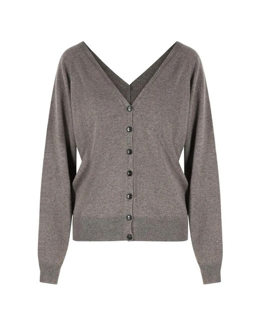 Lisa Yang Gray V-Neck Cashmere Cardigan