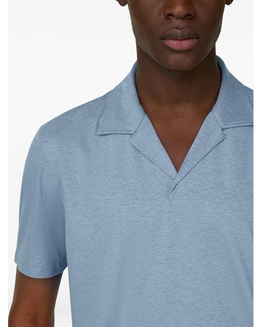 Boggi Blue Linen Blend Polo Shirt for men