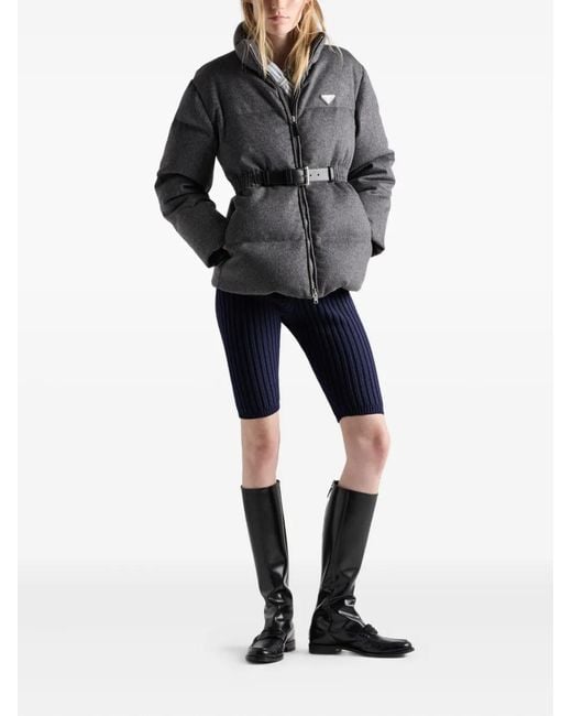 Prada Gray Wool Loden Down Jacket