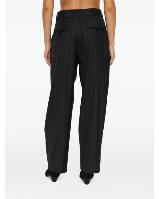 Isabel Marant Black Mayera Pinstripe Wool Trousers