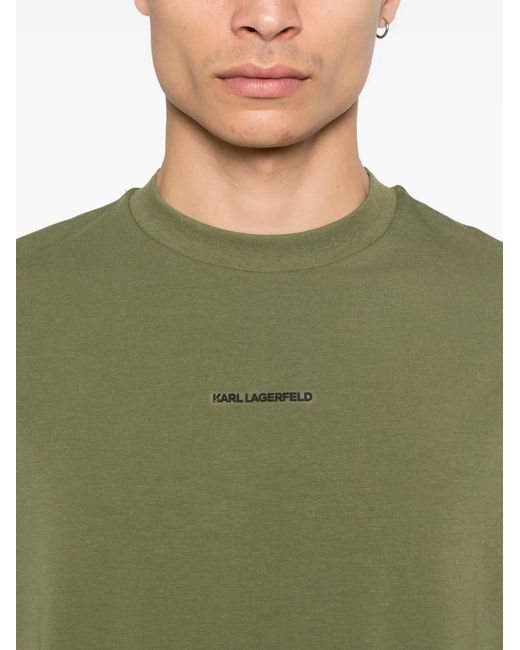 Karl Lagerfeld Green Logo-Detail T-Shirt for men