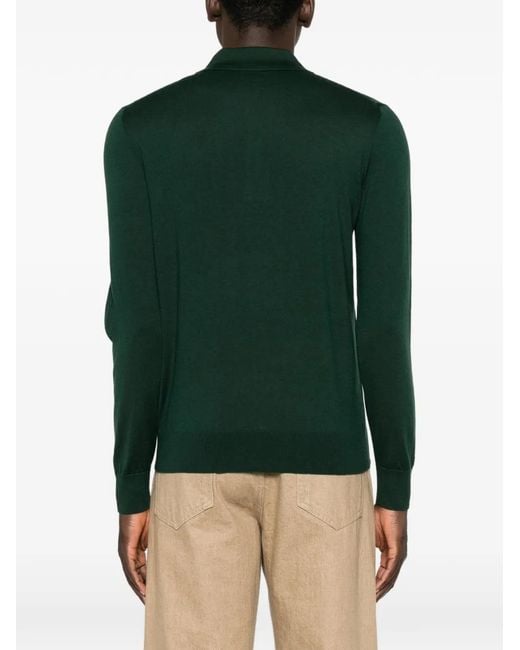 Paolo Pecora Green Long-Sleeve Polo Shirt for men