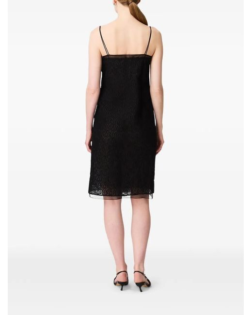 Another Tomorrow Black Embroidered Mini Dress